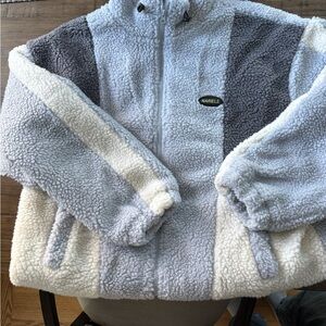 Aelferic Eden oversized Fleece Jacket in Blue and Gray